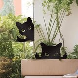 Bnesi 2 Pcs Black Cat Garden Sculptures Metal Fence Decorations Outdoor Decorations for Cat Lovers Black Metal Yard Art Lawn Ornaments Home Decor for Garden Yard Lawn (Funny)