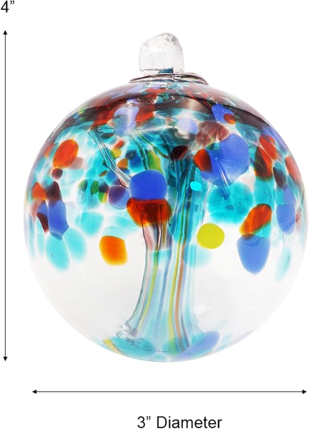 Dale Tiffany Hand Blown Glass, 3" Diameter Devotion, Tree of Life Collection, Witch Globe Hanging Garden Indoor/Outdoor Decorative Ornament Gazing Ball