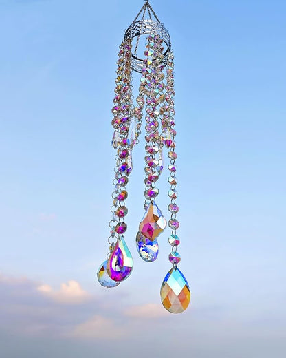 Crystal Chandelier Suncatchers for Indoor Windows Hanging Sparkly Decorations with Prism Beads Sun Catcher Rainbow Maker Home Decor