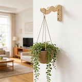 Upriver 2 Pack Wavy Wooden Plant Hangers, Plant Wall Bracket for Indoor Outdoor, Natural Hanging Plant Hooks for Wind Chimes Flower Brackets Bird Feeders Patio Garden Decoration