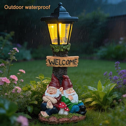 Garden Gnome Statue with Solar Lights,Outdoor Figurine Light for Outside Landscape,Lawn Yard, Path、Patio Sculptures Decor - Unique Gift for Grandmothers, Women,Sisters for Christmas Birthday