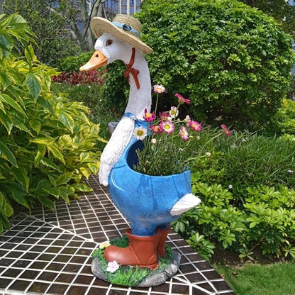 Duck Garden Statue Planter - Duck Succulent Flowerpot, Resin Animal Figurine for Indoor Outdoor Patio, Balcony, Office Desk Decor & Housewarming Gifts