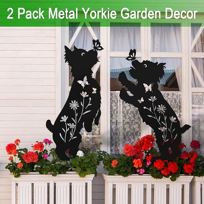 Dog Stakes for Outside, Lawn Ornaments Yorkie Metal Garden Decor for Outdoor,Yard,Lawn,Garden Decor Stakes