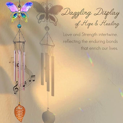 Butterfly Memorial Wind Chimes,Memorial Gifts for Loss of Dad,Loss of Father Sympathy Gifts,Bereavement Gift Ideas,Windchimes Outdoors,Healing Comfort Home Décor
