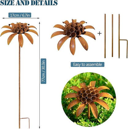 Metal Flowers for Outside, Decorative Garden Stakes, Flower Bed Decorations Outdoor, Metal Garden Flowers Sculpture for Lawn Porch Pathway Patio