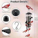 Memorial Wind Chimes for Loss of Loved One,Sympathy Gifts for Loss of Mother/Dad/Husband - Cardinal Wind Chimes for Outside with Light-Catching,in Memory of Loved One Gifts,Sympathy Wind Chimes 35"