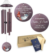 ASTARIN Cardinal Feather Butterfly 32 in Wind Chimes for Memorial, Personalized Bereavement Gift Idea, Windchimes in Loving Memory of a Loved One, Funeral Gifts for Condolences Women, Produced in USA
