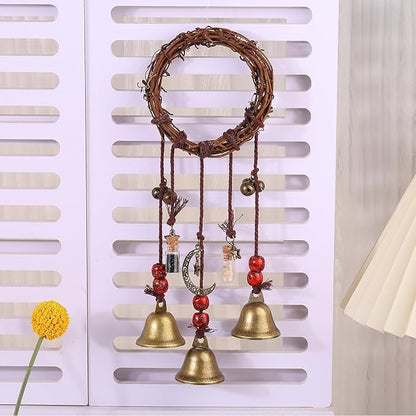 Witch Bells for Door Knob for Protection Hanging Bell Wind Chimes Handmade Decorative Bell for Boho Home Room Witchy Decor （Retro one）