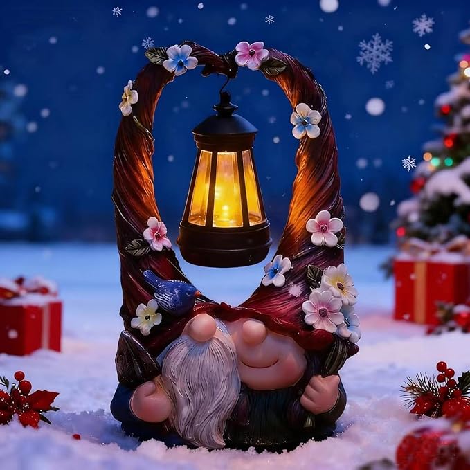 Joint Honglin Outdoor Couple Gnome Decorations with Solar Light Lantern Double Cute Gnomes Resin Statues Outdoor Decor Gifts for Valentine's Day Anniversary(Couple Gnome)