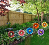 Metal Flower Garden Stakes, 6 Pc. Set,22 inch Outdoor Decor Stakes for Spring Decor, Rust and Weather Resistant Flowers with Shaking Head Yard Art for Outdoor Lawn Patio Pathway Decorations