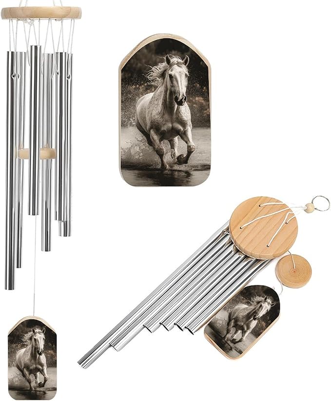 Large Aluminium Wind Chimes 20.5" Inches Horse Running by The Water Wind Chimes for Outside Memorial Wind Chimes Sympathy Wind Chime for Outdoor Garden Patio Decoration