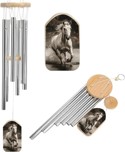 Large Aluminium Wind Chimes 20.5" Inches Horse Running by The Water Wind Chimes for Outside Memorial Wind Chimes Sympathy Wind Chime for Outdoor Garden Patio Decoration