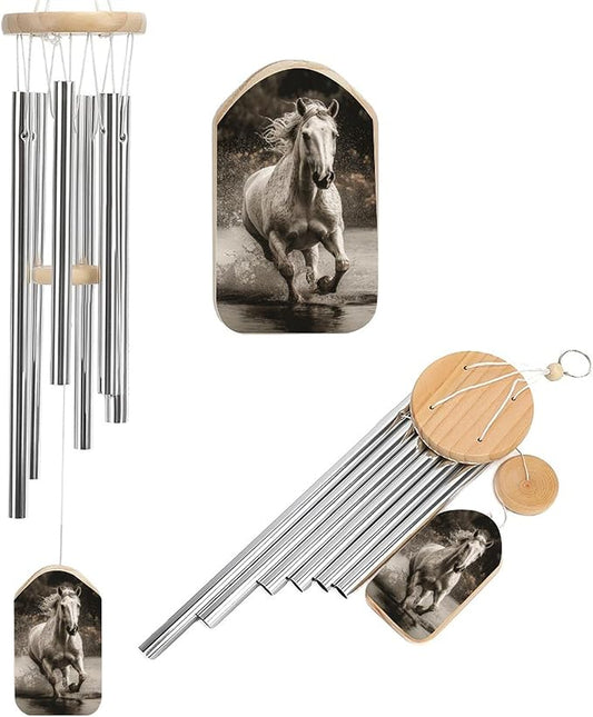 Large Aluminium Wind Chimes 20.5" Inches Horse Running by The Water Wind Chimes for Outside Memorial Wind Chimes Sympathy Wind Chime for Outdoor Garden Patio Decoration