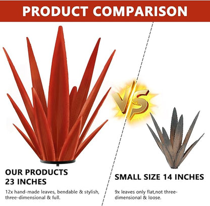 TOMBABY Enlarge Metal Plants Tequila Rustic Sculpture, Outdoor Patio Yard, Home Decor Hand Painted Agave Garden Statue, Outdoor Lawn Ornaments Yard Stakes for Mom Gift (1 Big RED)