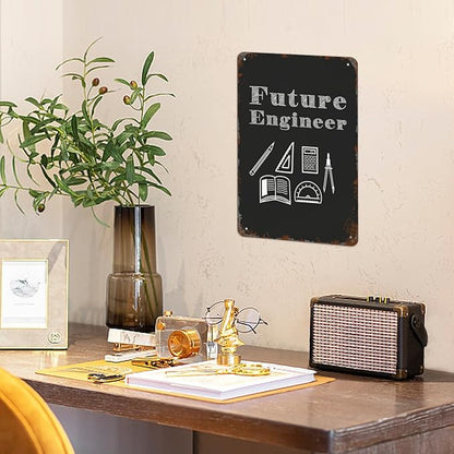Patio Wall Decor Future Engineer Designer Construction Metal Signs Vintage Man Cave Home & Outdoor Decoration Vintage Wall Art With Inspirational Quotes & Life Sayings 8X12inch