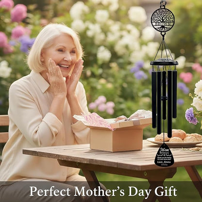 Personalized Mom Wind Chimes Birthday Gifts for Mom Valentines Day Gift for Mom from Daughter Son Outdoor Hanging Decoration