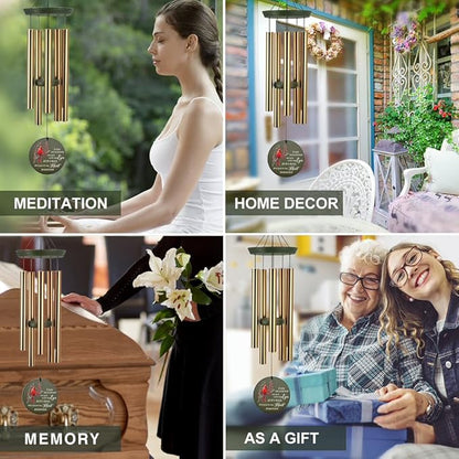 Personalized Cardinal Wind Chimes, 36inch Memorial Wind Chimes, in Loving Memory of Dad/Mom, Sympathy Mourn Gifts, Custom Funeral Wind Chime for Loss of Loved Ones (Produced in USA)
