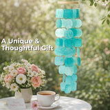 Solange & Frances Patio Decor, Garden Decor, Wind Chimes for Outdoors, Capiz Shells Windchimes for Outdoors. Unique, Gifts for Women (Turquoise)