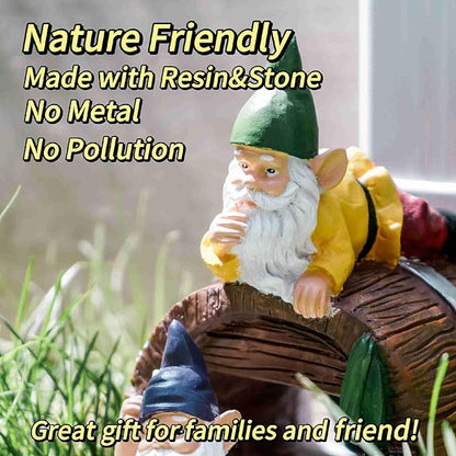 Decorative Downspout Extension, Cute Gnomes Gutter Diverter & Splash Block, Garden Statue Fits 3x4 Gutter Downspout, Prevents Mud & Puddles During the Spring, Garden Decoration for Summer.