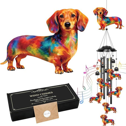 YHmall Dachshund Gifts for Women, 35 in Wind Chimes for Outside Mothers Day Gardening Gifts for Mom Colorful Metal Memorial Wind Chime Dachshund Decor for Home Yard Patio Garden Outdoor