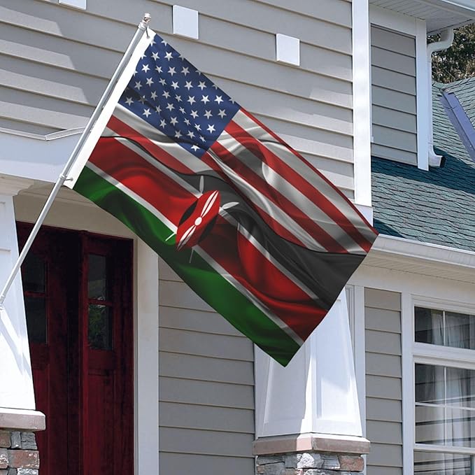 Generic Flag 3x5 ft Vintage America Kenya Kenyan Flag Double Sided Banner Sign Large for Wall Bedroom Living Room Hanging Decoration House Home Yard Lawn Patio Dorm Outdoor Indoor Decor, Black