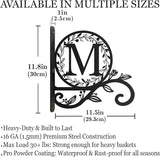 Metal Initial Letter M Plant Hanger Bracket, Decorative Wall Mount Hanging Plant Hook, Monogram Floral Leaf Garden Decor for Hanging Baskets, Bird Feeders, Lanterns, Wind Chimes