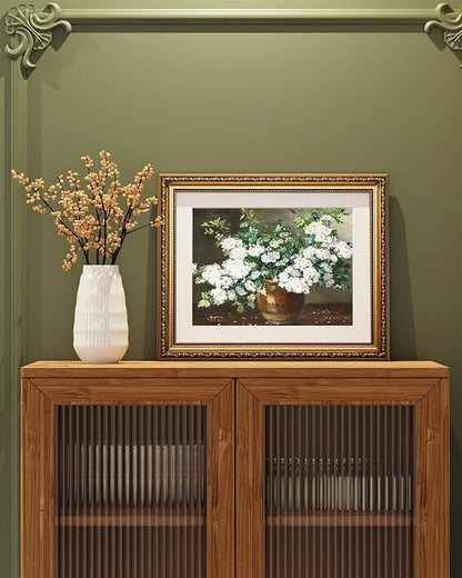 ARPEOTCY Vintage Gold Framed Wall Art, Nature Floral Flowers Retro Paintings, Canvas Prints Artwork with Antique Frame, Victorian Wall Pictures Decor for Living Room Gallery Room, 13x16 inch