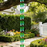 dreamysoul Rain Chains for Outside, 7.87FT Adjustable Green Glass Leaf Rain Chain, Rain Catcher Chains for Gutters Downspout, Eaves, Drainage
