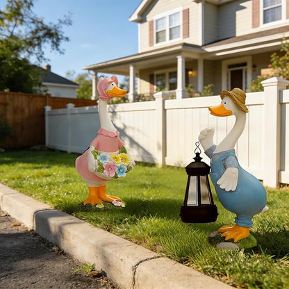 Goose Garden Statue Solar Light, Waterproof LED Decorative Lamp, Outdoor Solar-Powered Yard Art for Garden Patio Pathway Decoration & Housewarming Gift(A Pair)