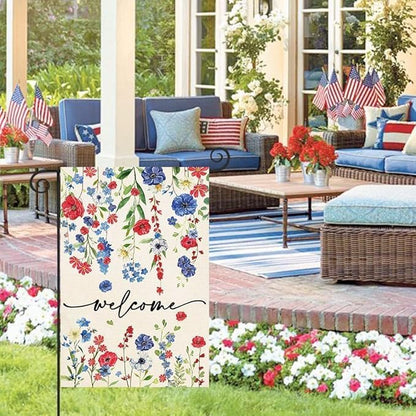 Baccessor 4th of July Patrioctic Garden Flag 12.5 x 18 Inch Double Sided God Bless America Memorial Day Floral Yard Flag Vertical Summer Seasonal Farmhouse Yard Outdoor Decoration