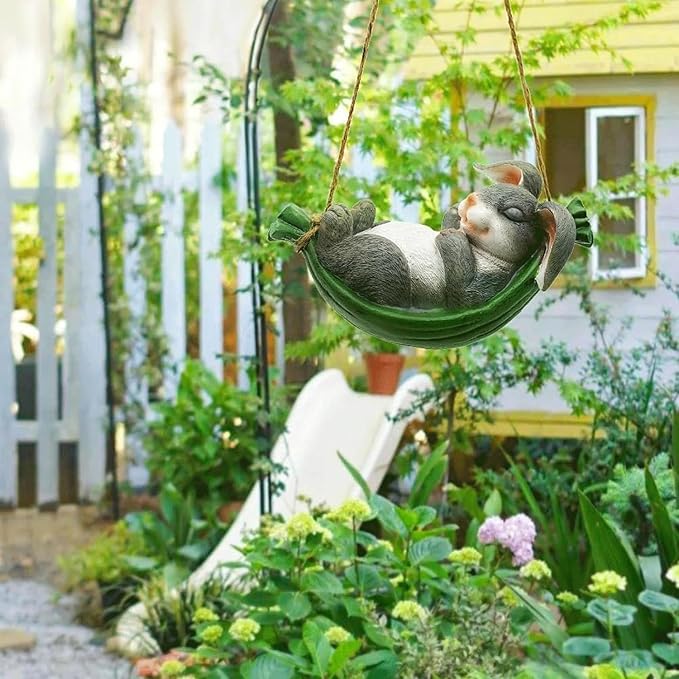 Collectible Figurines Modern Statues Resin Figurine Gray Rabbit Garden Animal Statue Sculpture for Outdoor Yard Tree Art Decor Creative Sculptures A Meaningful Gift