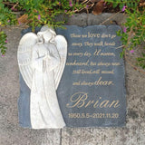 Personalized Garden Memorial Stones for Loved Ones Outside, Angel Memorial Stones Plaques Engraved with Name - Customized Grave Plaques Headstones for Cemetery(Square)