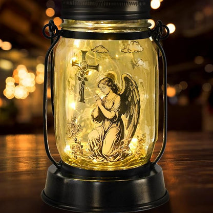 Guardian Angel Gifts for Women/Men Angel Praying Solar Lantern Mom Birthday, Mothers Day, Christmas Gifts,Sympathy Solar Lantern Garden Decoration Outside for Yard, Patio,Backyard,Porch, Torches