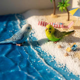 LOGOFUN 2pcs Simulation Birds Figrines Plastic Parakeets Statue Model Wildlife Garden Decoration (Green + Blue) - 3.14X1.26X0.90in