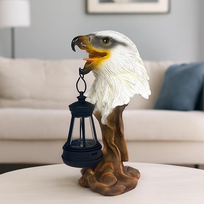 Solar Powered Eagle Statue Outdoor Decor - A Garden Statue Seasons, with Lightweight, a Unique Gift for Grandma and mom