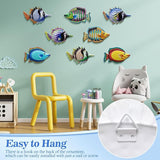 Tandefio 8 Pcs Metal Wall Decor Wall Art Hanging Decorations Outdoor Indoor Sculptures for Garden Fence Pool Home Porch(Fish)