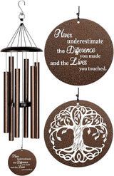 Retirement Wind Chime, Tree of Life, Inspirational Retirement Gifts for Men, Women, Teacher, Co-Worker, Employee, Nanny, Nurse (Copper), NXW#303