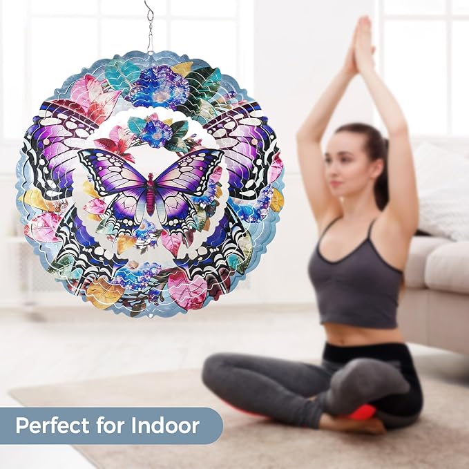 Wind Spinners Outdoor Butterfly, Birthday Gifts for Women Mom, Hanging Wind Sculptures Wind Spinners, 10 inch 3D Wind Spinner for Garden Decor, Patio, Yard