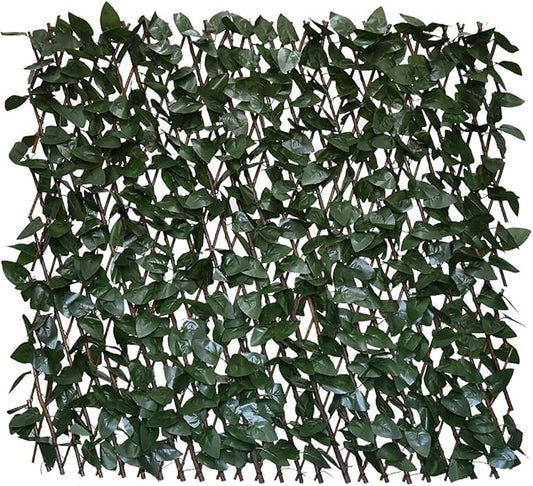 GLANT Expandable Fence Privacy Screen for Balcony Patio Outdoor,Decorative Faux Ivy Fencing Panel,Artificial Hedges (Single Sided Leaves) (2, Dark Green)