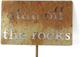 Classic Metal Garden Markers Clearance Items 20 to 33 Inches Tall (stay off the rocks 21", Naturally Rusted)