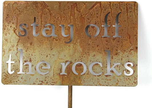 Classic Metal Garden Markers Clearance Items 20 to 33 Inches Tall (stay off the rocks 21", Naturally Rusted)