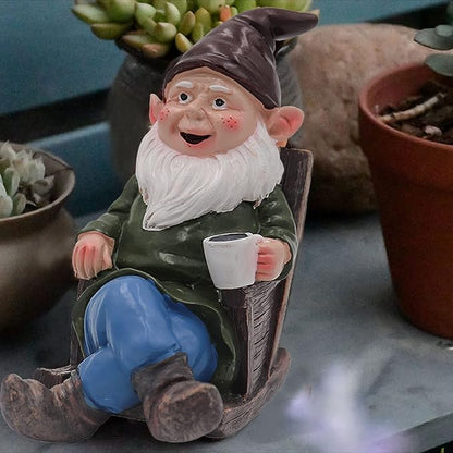 Tirifer Drinking Coffee Garden Gnome Statue Decoration, 7.3" Garden Figurine Ornament Sculpture for Outdoor Indoor Home Lawn Yard Balcony Porch Patio