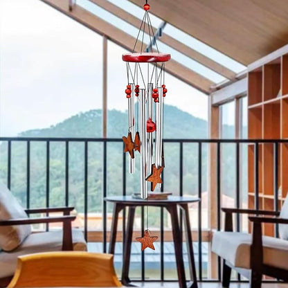 Star Wind Chimes Outdoor Outside Decor for Patio Porch Garden Memorial and Sympathy Windchime Silver