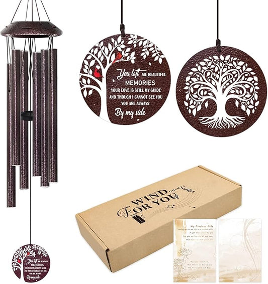 Memorial Gifts for Loss of Mom/Dad - 32" Cardinal Sympathy Wind Chimes with Tree of Life - Bereavement Remembrance Condolence Gifts for Loss of Loved One -Memorial Chimes for Outside Garden