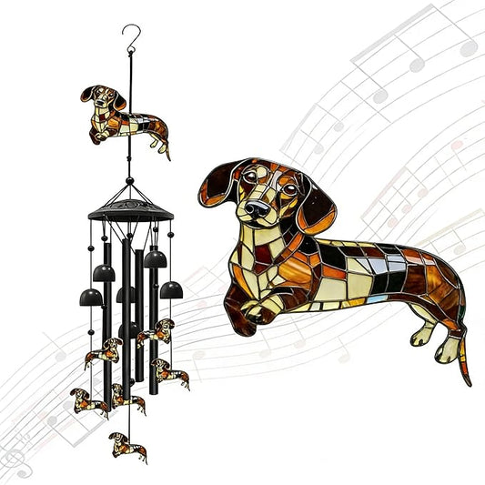 35.4" Dachshund Wind Chimes for Outside, Metal Windchimes, Dachshund Wind Chime Garden Decor, Mothers Day Birthday Memorial Gifts for Mom Grandma Wife, Durable Outdoors Decor