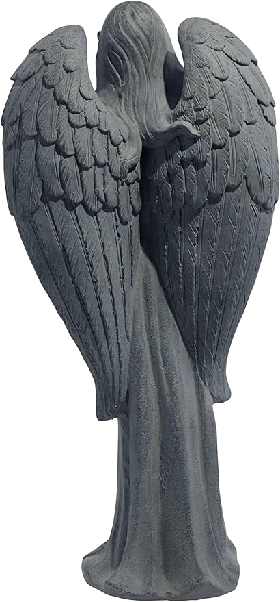 John Timberland Standing Angel Statue Sculpture Catholic Religious English Decor Indoor Outdoor Garden Front Porch Patio Yard Outside Home Balcony House Exterior Faux Greystone Ceramic 25" Tall