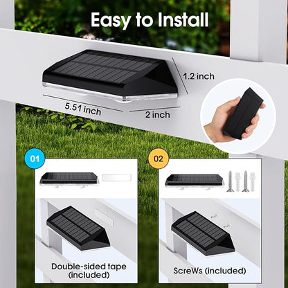 AUDLES Solar Fence Lights Outdoor, 8 Modes Warm & RGB 6 Color Fence Lights Solar Powered for Outside, IP65 Waterproof, 60 Lumens Solar Light for Step, Pathway, Garden, Deck, Stairs - 12 Pack