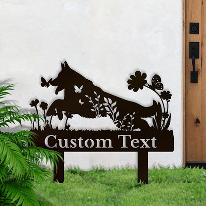 Personalized Metal Custom Garden Sculptures Statues, Yard Art,Shed, Flowerbed Decoration, Outdoor Decor, Animal Stake Pack, Cat Kitty Rabbit Bunny Dog Puppy Flower Metal Signs (Dog A)