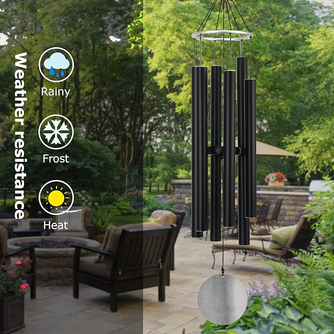 Wind Chimes for Outside Deep Tone, 42'' Large Wind Chimes Outdoor, Wind Chime Gifts for Mother's Day/Grandma (42''Black)
