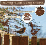 5PCS Rusty Metal Bird Silhouette Statues - Rustic Outdoor Decor for Garden, Fence and Yard Art, Lifelike Metal Birds Yard Decorations Fence Ornaments Yard Art Bird Lovers Gift Ideas
